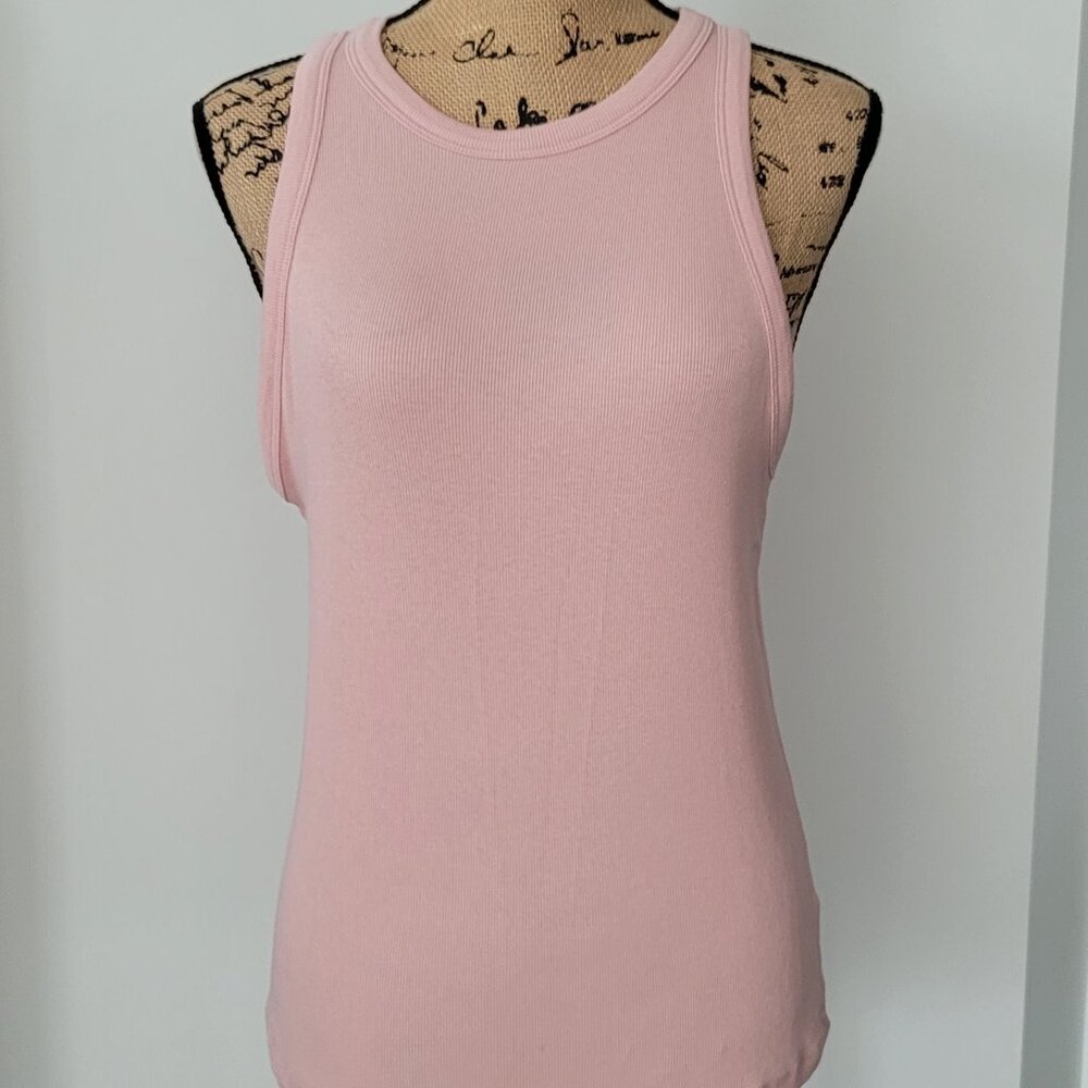 Rachel Zoe Mauve Ribbed High Neck Sleeveless Tank Top Size XL Extra Large